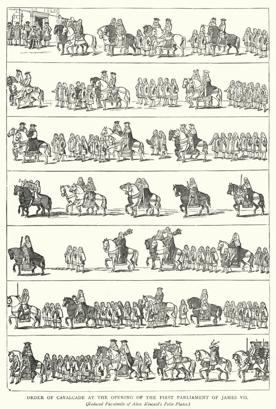 Orde van de Cavalerie bij de Opening van het Eerste Parlement van James VII door English School