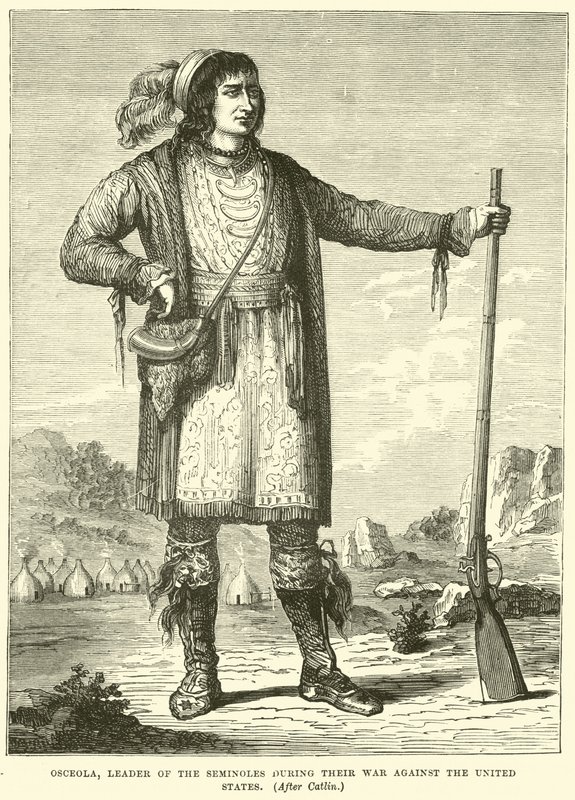 Osceola, leider van de Seminoles tijdens hun oorlog tegen de Verenigde Staten door English School
