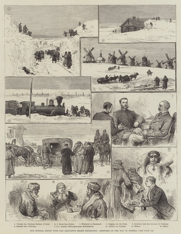 Onze speciale kunstenaar met de Jeannette Relief Expedition, schetsen op weg naar Siberië door English School