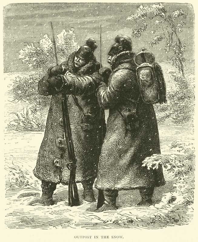 Voorpost in de sneeuw, oktober 1870 door English School