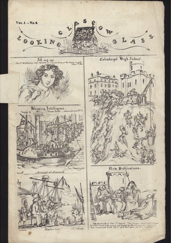 Pagina uit pamflet over Glasgow Fair, gepubliceerd op 23 juli 1835 (gravure) door English School