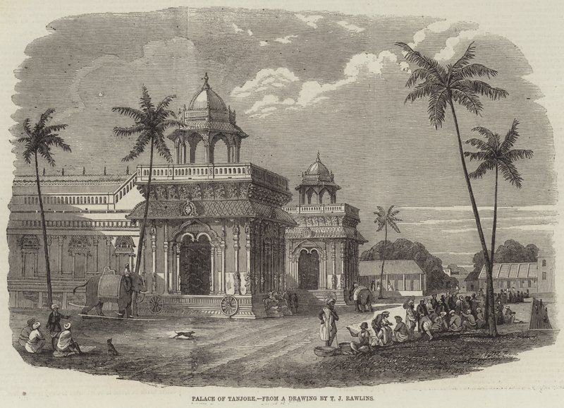 Paleis van Tanjore (gravure) door English School