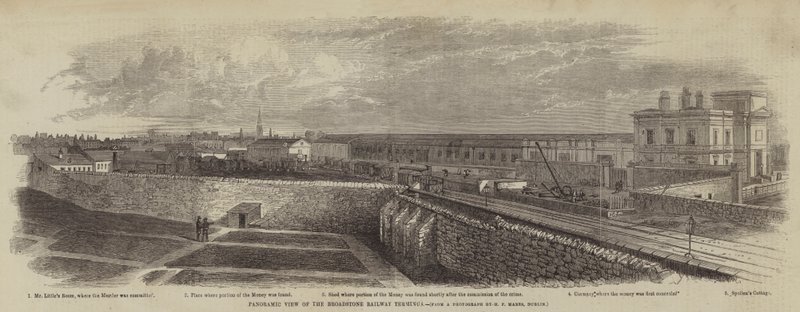 Panoramisch uitzicht op het Broadstone Railway Terminus door English School