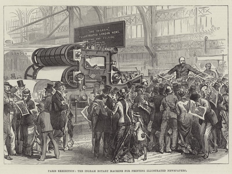 Parijse tentoonstelling, de Ingram roterende machine voor het drukken van geïllustreerde kranten door English School