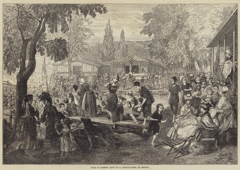Parijs in de zomer, Bain de la Grenouillere, bij Croissy door English School