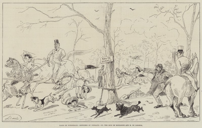 Parijs te paard, het Bois de Boulogne en M. de Lesseps door English School