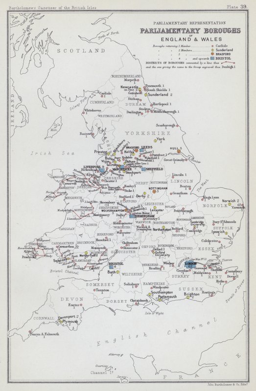 Parlementaire vertegenwoordiging, parlementaire boroughs van Engeland en Wales door English School