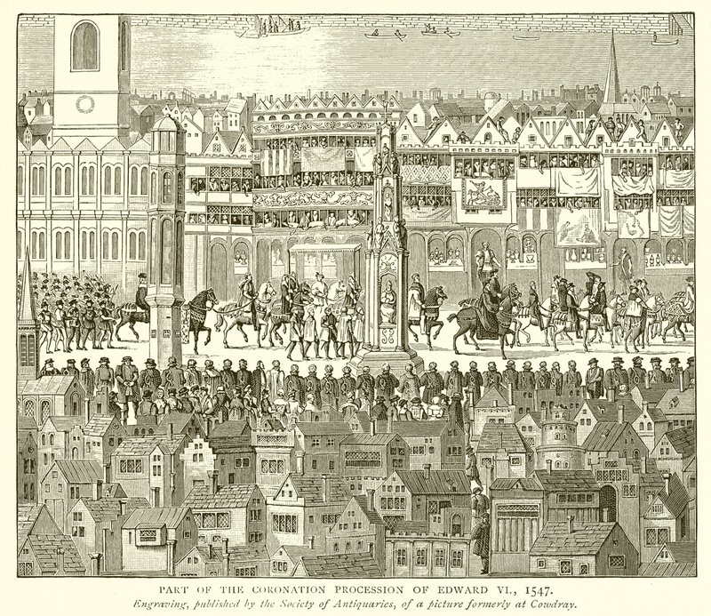 Deel van de Kroningsprocessie van Edward VI, 1547 door English School