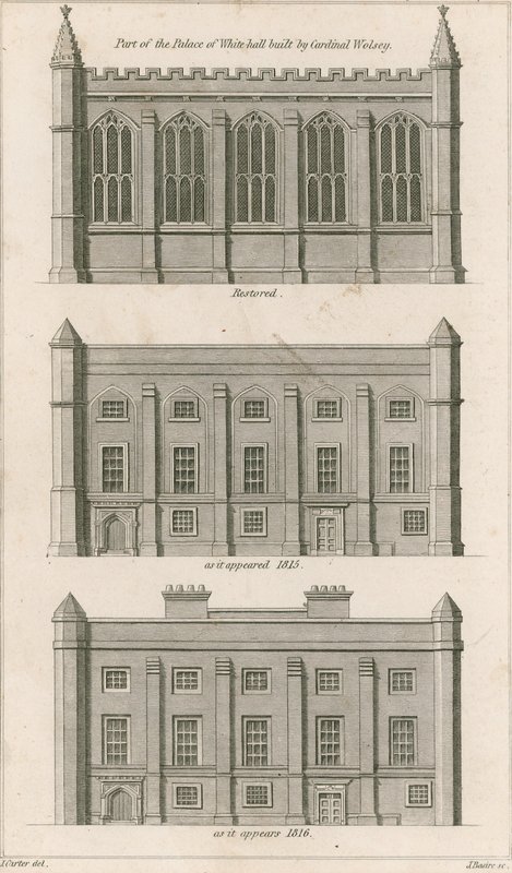 Deel van het Paleis van Whitehall gebouwd door Kardinaal Wolsey door English School