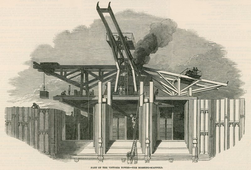 Deel van de Victoria Tower - de hijssteiger door English School