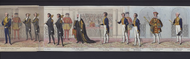 Deel van het panorama van het huwelijk van Koningin Victoria, ca. 1840 door English School