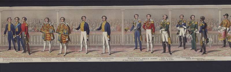 Deel van het panorama van het huwelijk van Koningin Victoria, ca. 1840 door English School