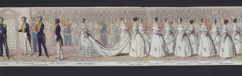 Deel van het panorama van het huwelijk van koningin Victoria, ca. 1840 door English School