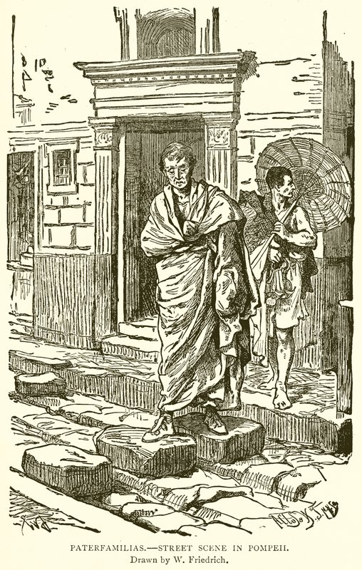 Paterfamilias.--Straatscène in Pompeii door English School