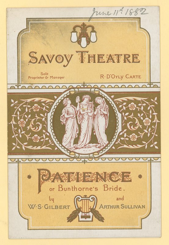 Patience; of Bunthornes Bruid door W S Gilbert en Arthur Sullivan door English School