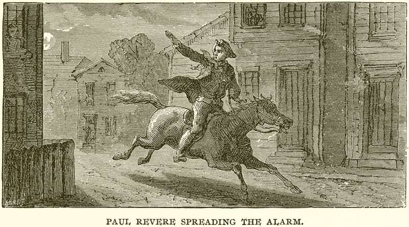 Paul Revere verspreidt het alarm door English School