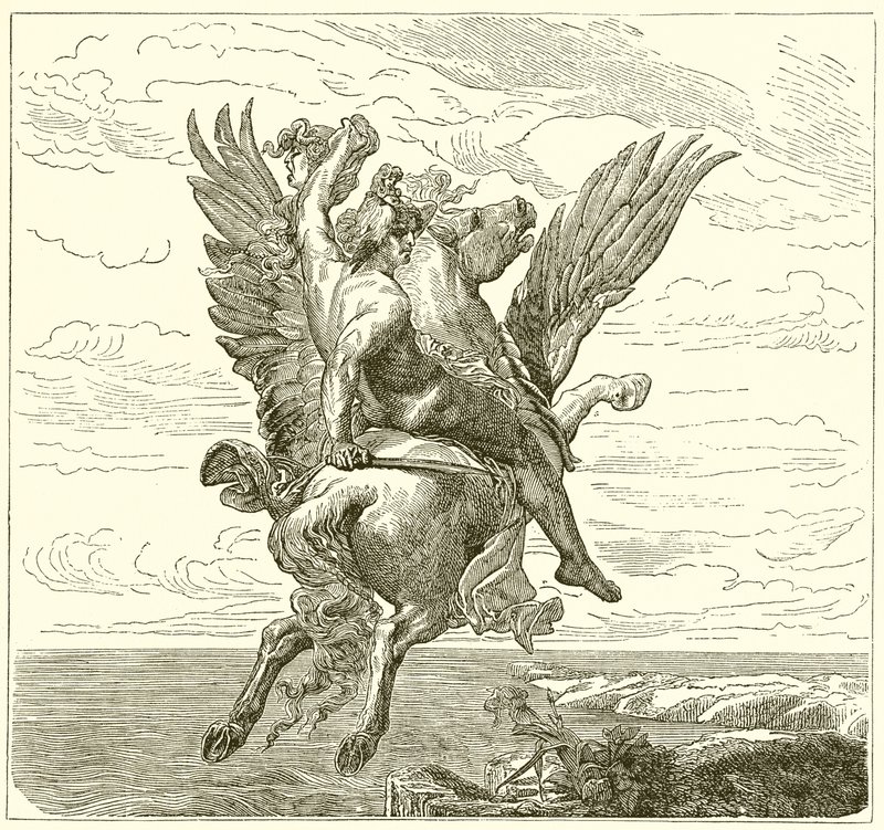 Perseus op het Gevleugelde Paard Pegasus, met het Hoofd van Medusa door English School