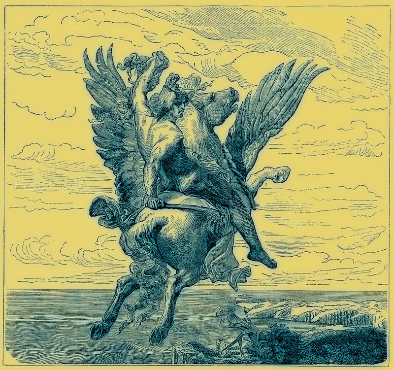 Perseus op het Gevleugelde Paard Pegasus, met Medusa