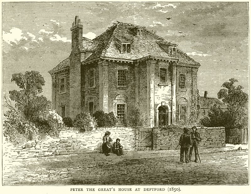 Huis van Peter de Grote in Deptford (1850) door English School