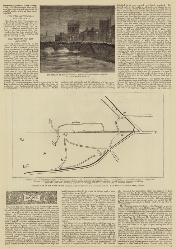 Phoenix Park-moorden (gravure) door English School