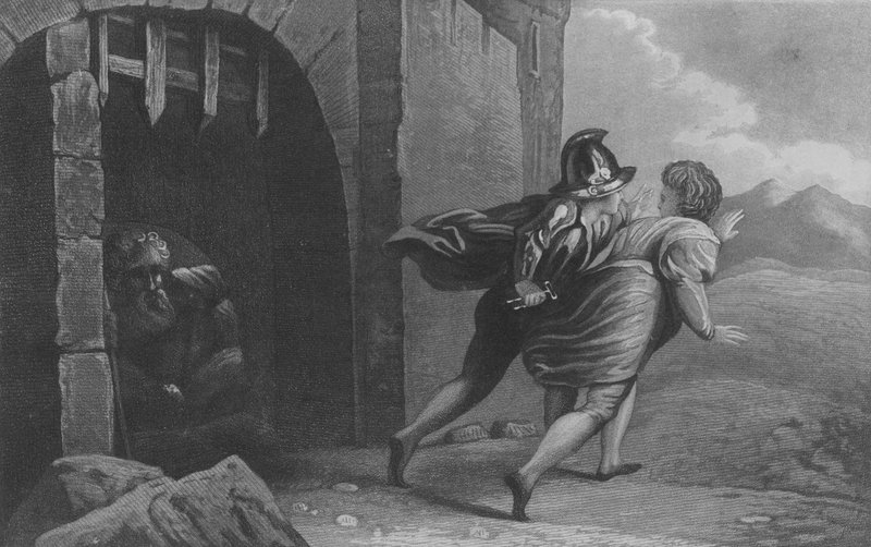 Pelgrims ontsnappen uit Kasteel Twijfel (gravure) door English School