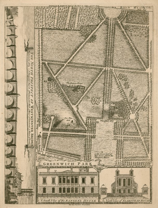 Plan van Greenwich Park, Londen door English School