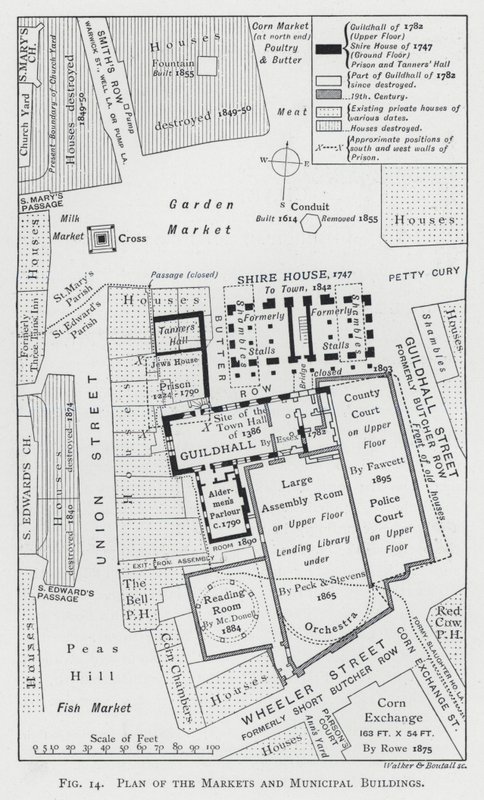 Plan van de markten en gemeentelijke gebouwen door English School