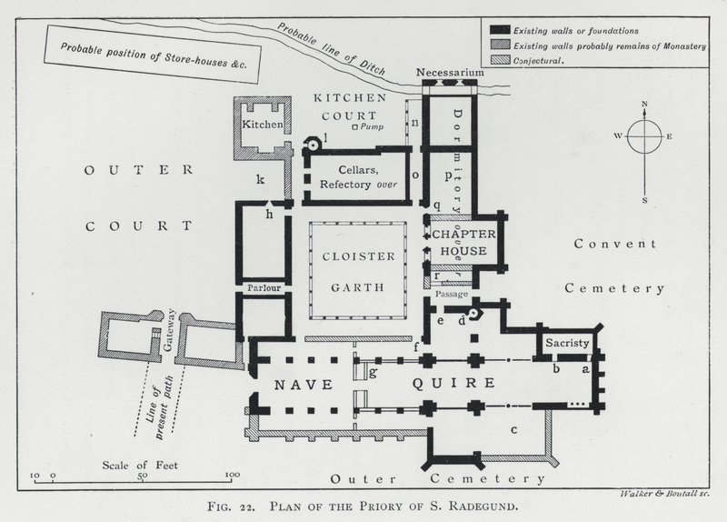 Plattegrond van het Priorij van Sint Radegund door English School
