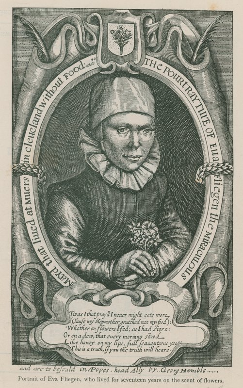 Portret van Eva Fliegen, die 17 jaar leefde op de geur van bloemen door English School