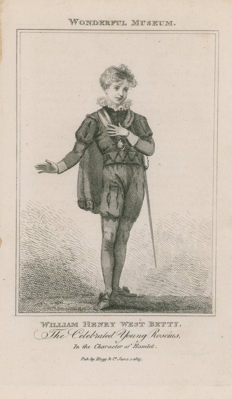 Portret van William Henry West Betty als Hamlet door English School
