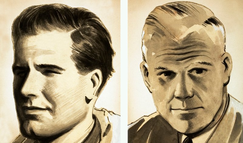 Portretten van Commandant Guy Gibson en Dr. Barnes Wallis (gouache op papier) door English School