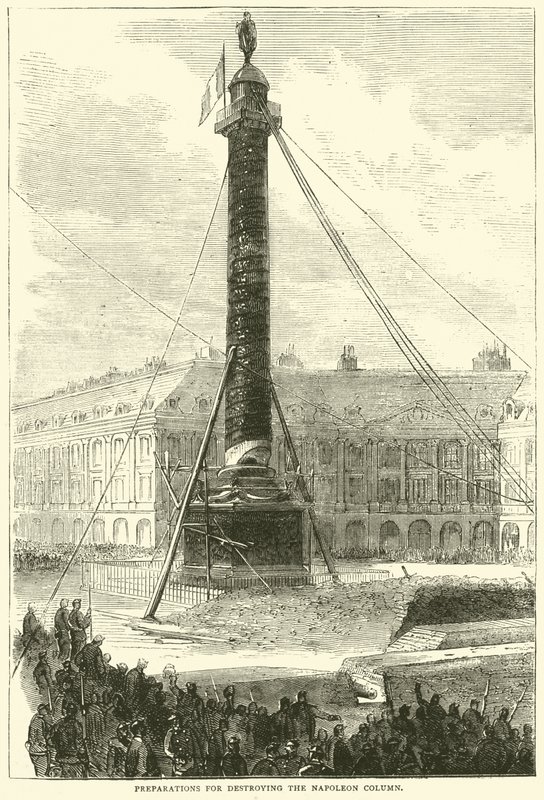 Voorbereidingen voor de vernietiging van de Napoleon-zuil, april 1871 door English School