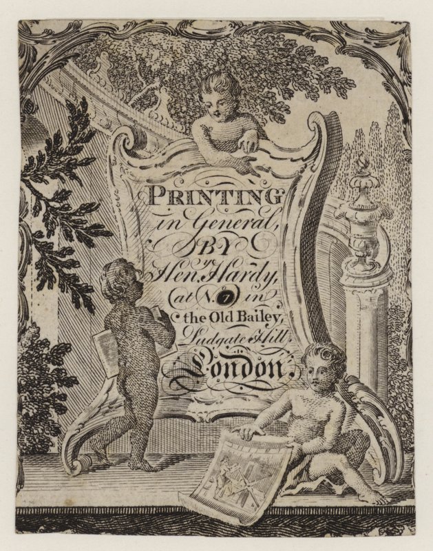 Drukker, Henry Hardy, handelskaart door English School