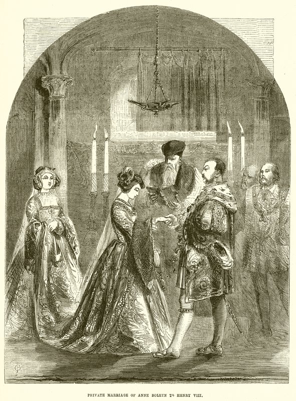 Privéhuwelijk van Anne Boleyn met Hendrik VIII door English School