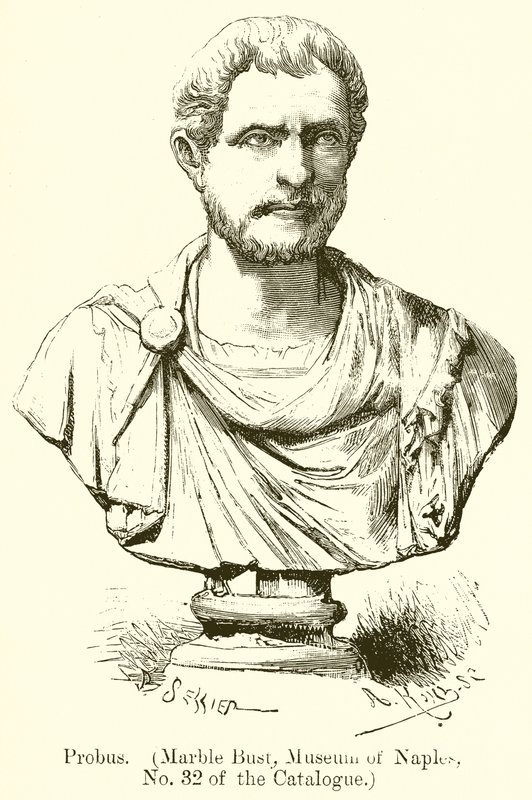 Probus. (Marmeren buste, Museum van Napels, nr. 32 van de catalogus) (gravure) door English School