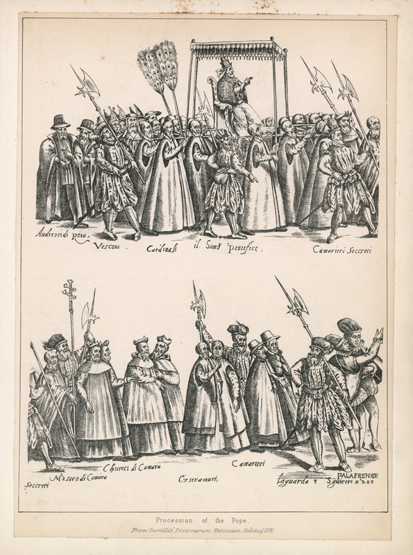 Processie van de paus door English School