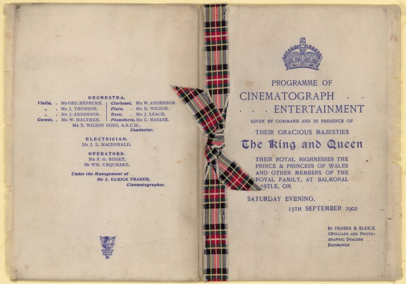 Programma van Cinematograph Entertainment in aanwezigheid van de Koning en Koningin door English School