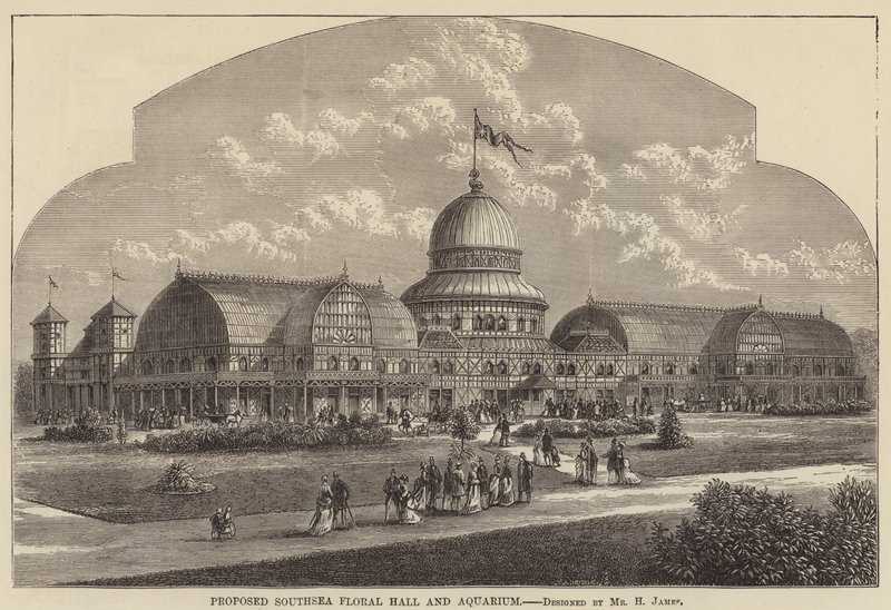 Voorgestelde Southsea Floral Hall en Aquarium (gravure) door English School