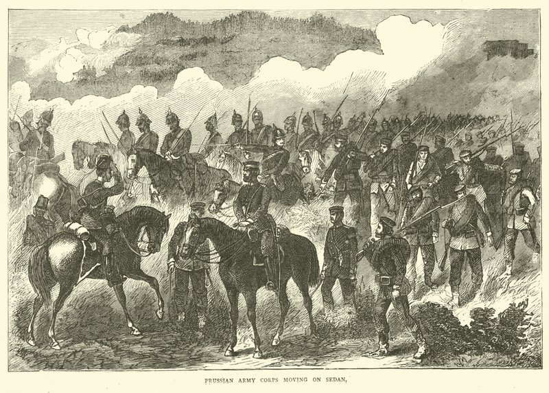 Pruisisch legerkorps op weg naar Sedan, september 1870 door English School