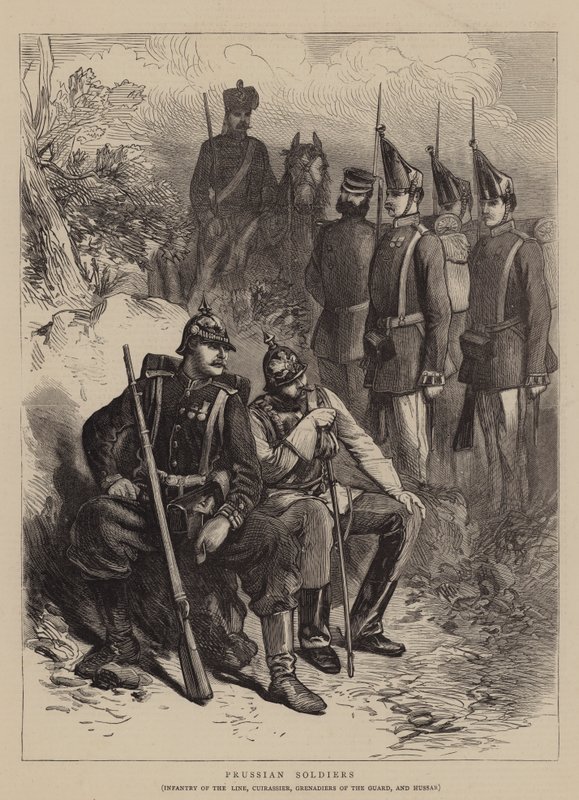 Pruisische Soldaten (gravure) door English School