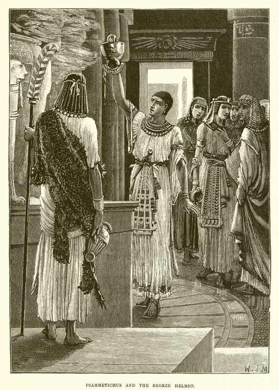 Psammetichus en de bronzen helm (gravure) door English School