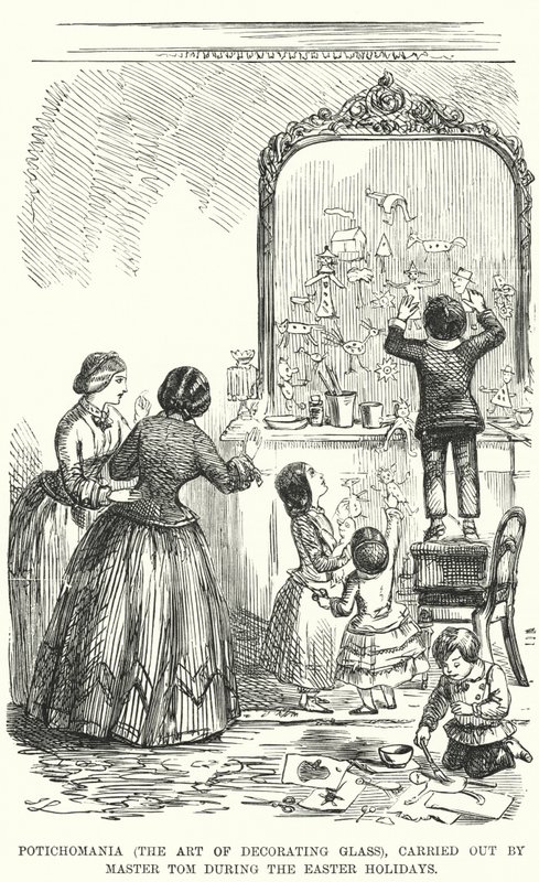 Potichomania (de kunst van het decoreren van glas), uitgevoerd door meester Tom tijdens de paasvakantie door English School