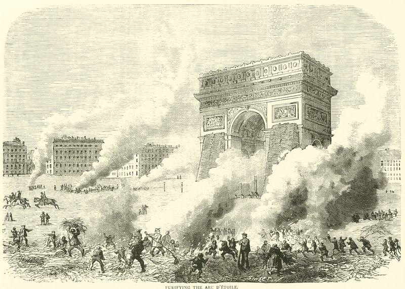 Reiniging van de Arc de Triomphe, maart 1871 door English School