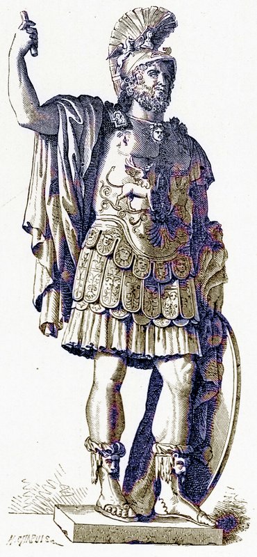 Pyrrhus, illustratie uit History of Rome door Victor Duruy, gepubliceerd 1884 door English School