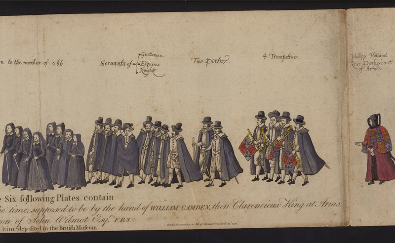 Begrafenisstoet van koningin Elizabeth I door English School