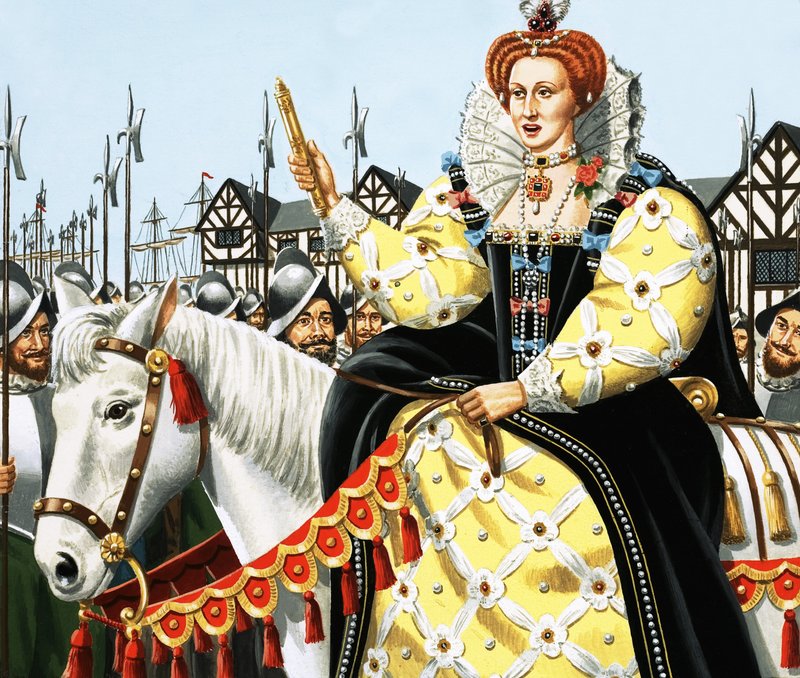 Koningin Elizabeth houdt haar Armada-toespraak door English School