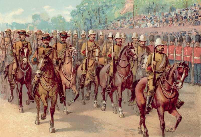 Diamanten Jubileum van Koningin Victoria 1897, Kaapse en Canadese Geweercompagnie passeren Constitution Hill door English School