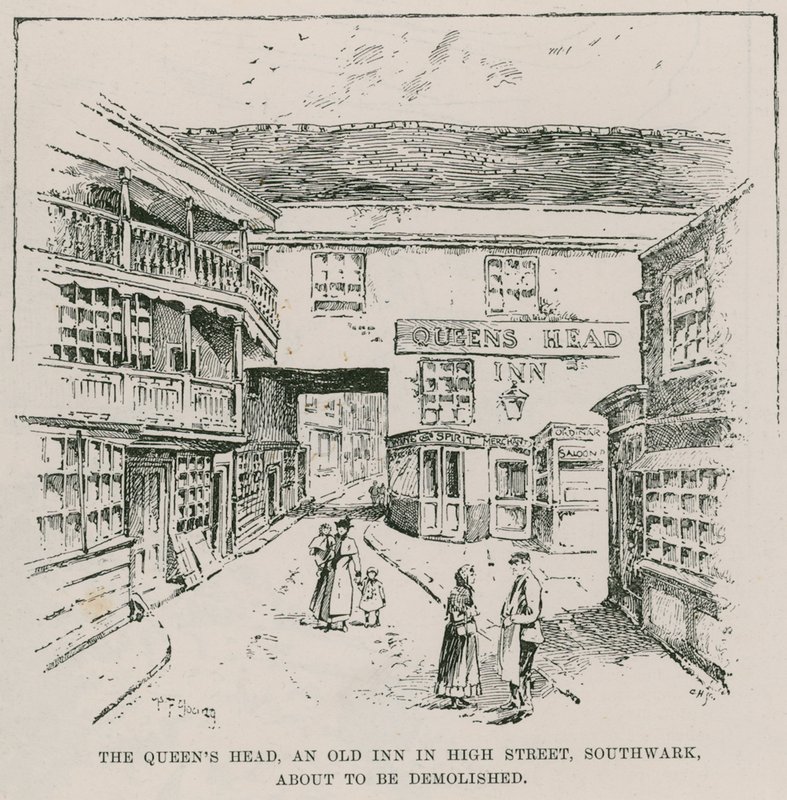 Queens Head, Southwark door English School