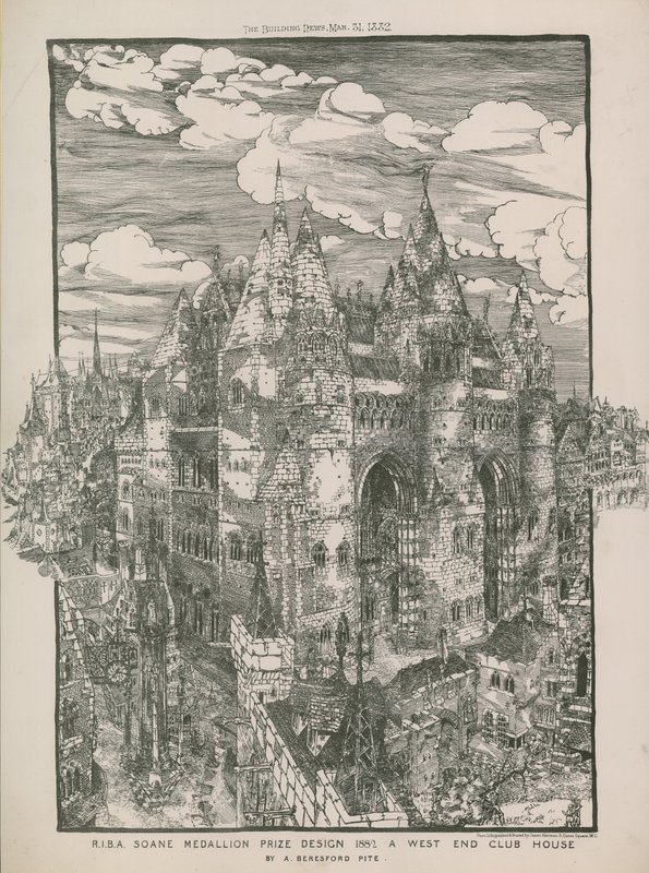 RIBA Soane Medaillon prijsontwerp 1882 - Een West End clubhuis door A Beresford Pite door English School