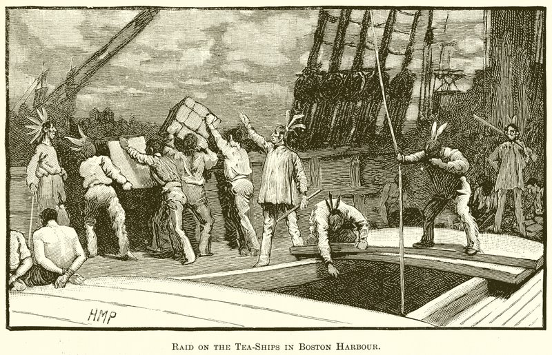 Overval op de Theeschepen in de Haven van Boston door English School